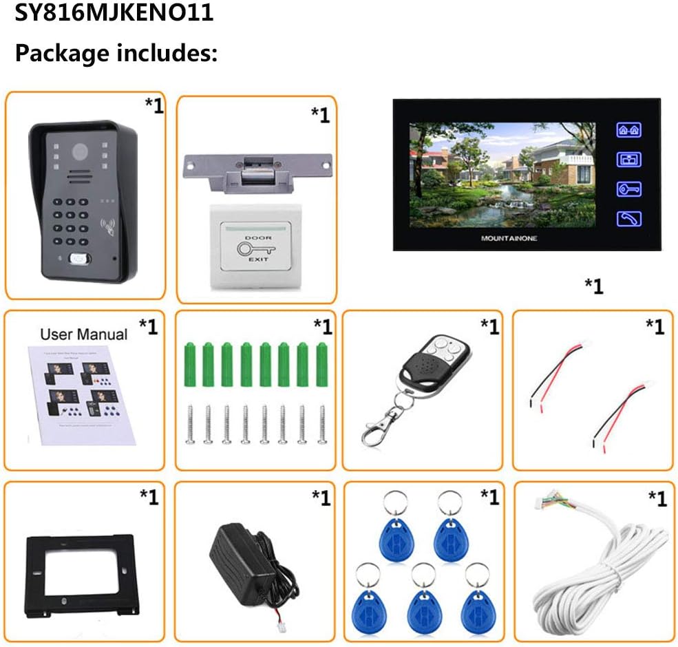 Touch Key 7 Lcd RFID Password Video Door Phone Intercom System Kit with Electric Strike Lock Q5906