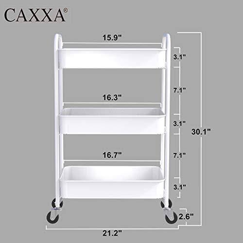 White 3-Tier Rolling Metal Utility Cart Y591
