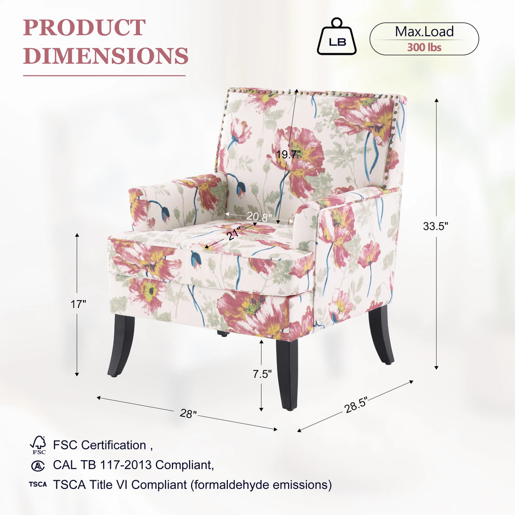 Set of 2 Upholstered Accent Chair with Wooden Legs P87853