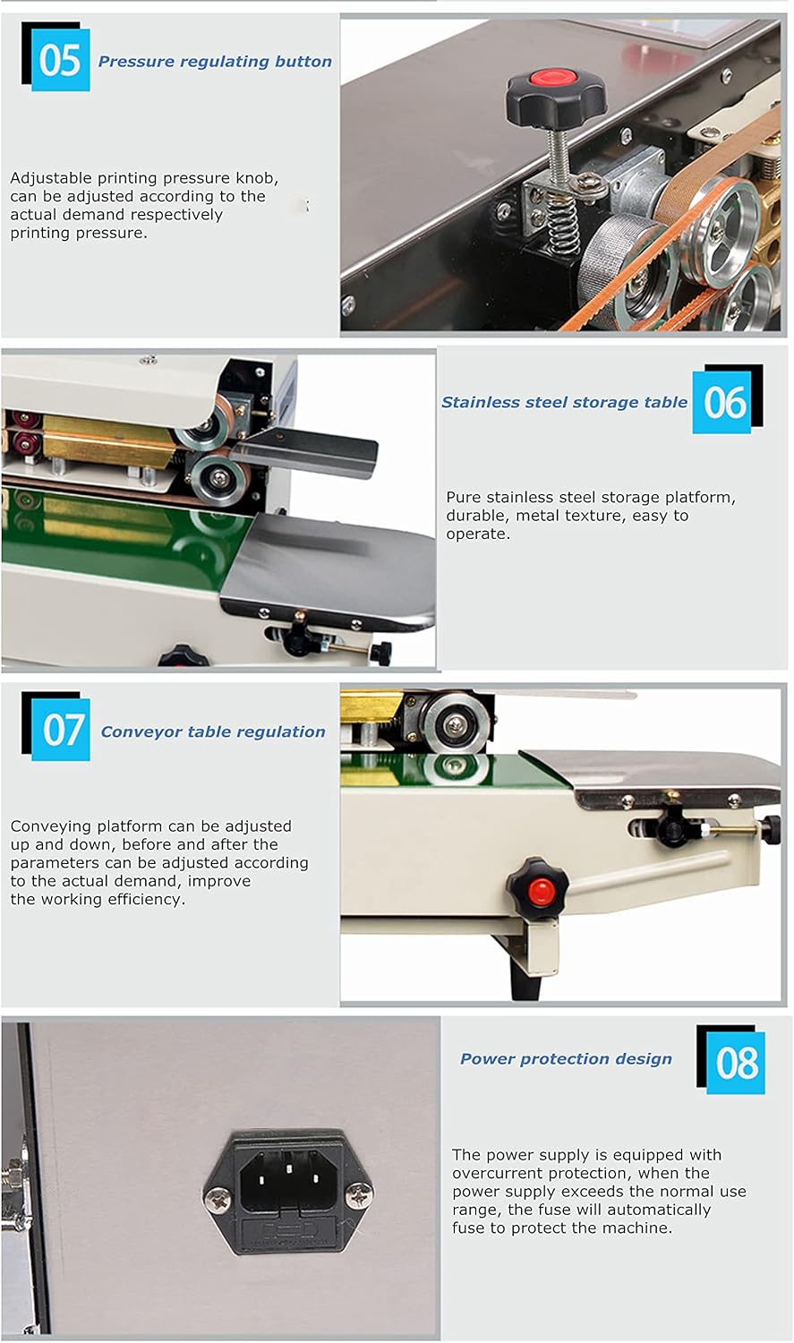 Continuous Sealing Machine Automatic Band Sealer with Digital Thermostat for Plastic Poly Bag Film 110V K983