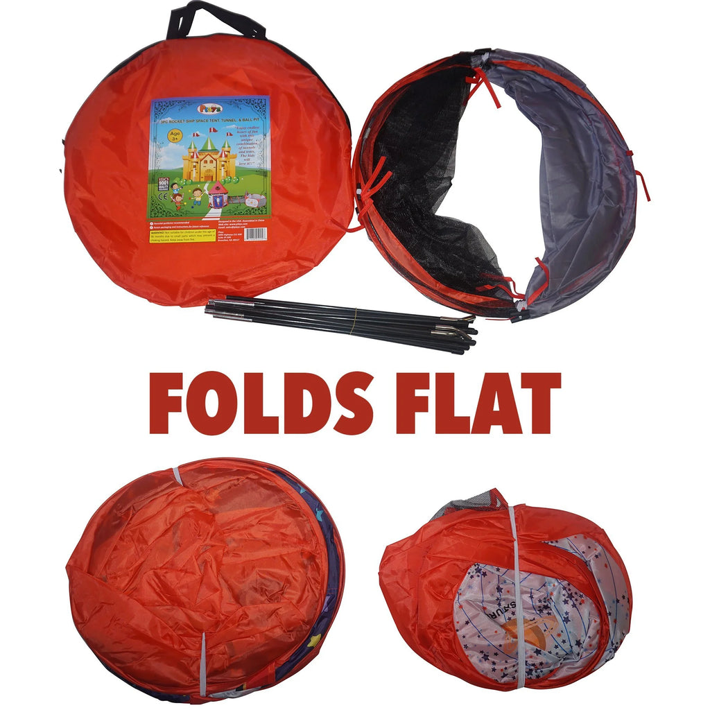 3pc Kids Play Tent Tunnel and Ball Pit with Basketball Hoop H46886