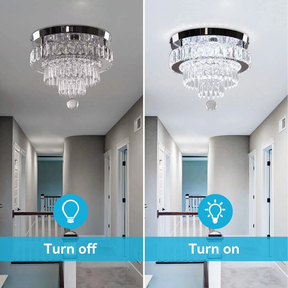 11.8" Crystal Flush Mount Ceiling Light T251100