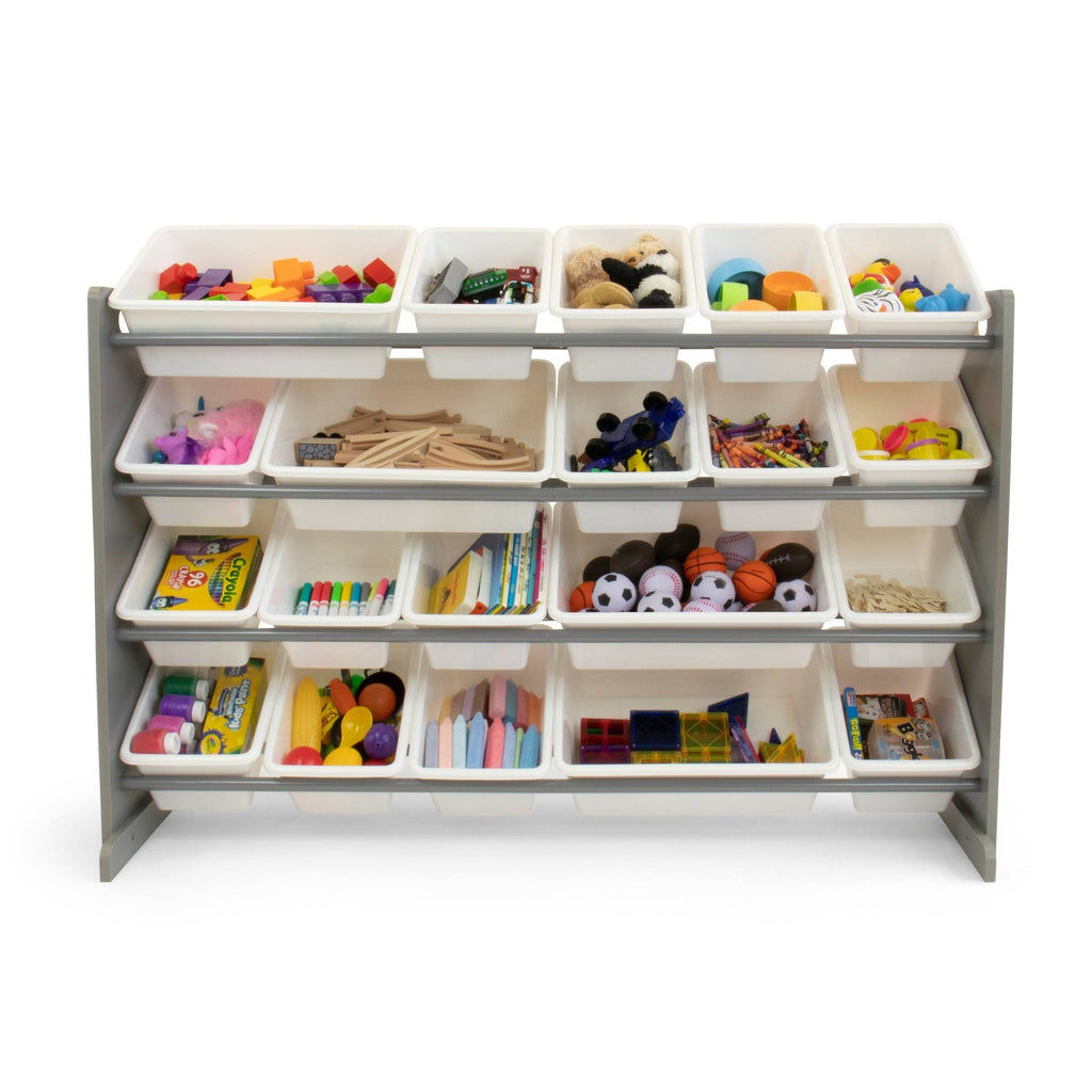 Grey and White Extra Large Storage Organizer with 20 Plastic Bins V503892