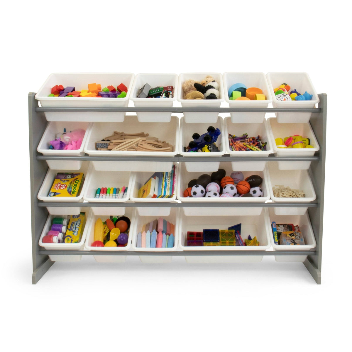 Grey and White Extra Large Storage Organizer with 20 Plastic Bins V503892
