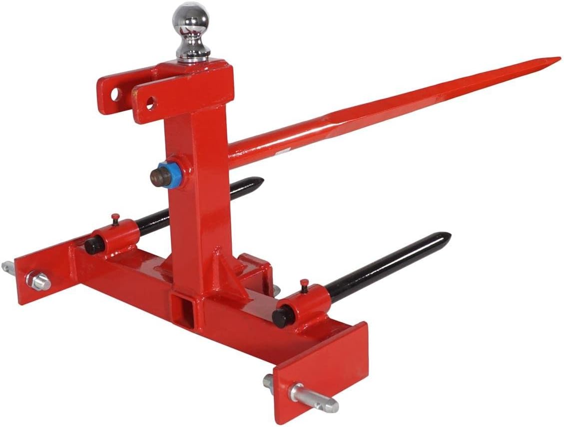 3 Pt Cat 1 Tractor Receiver Hitch with Hay Spear and 2 Stabilizers C532