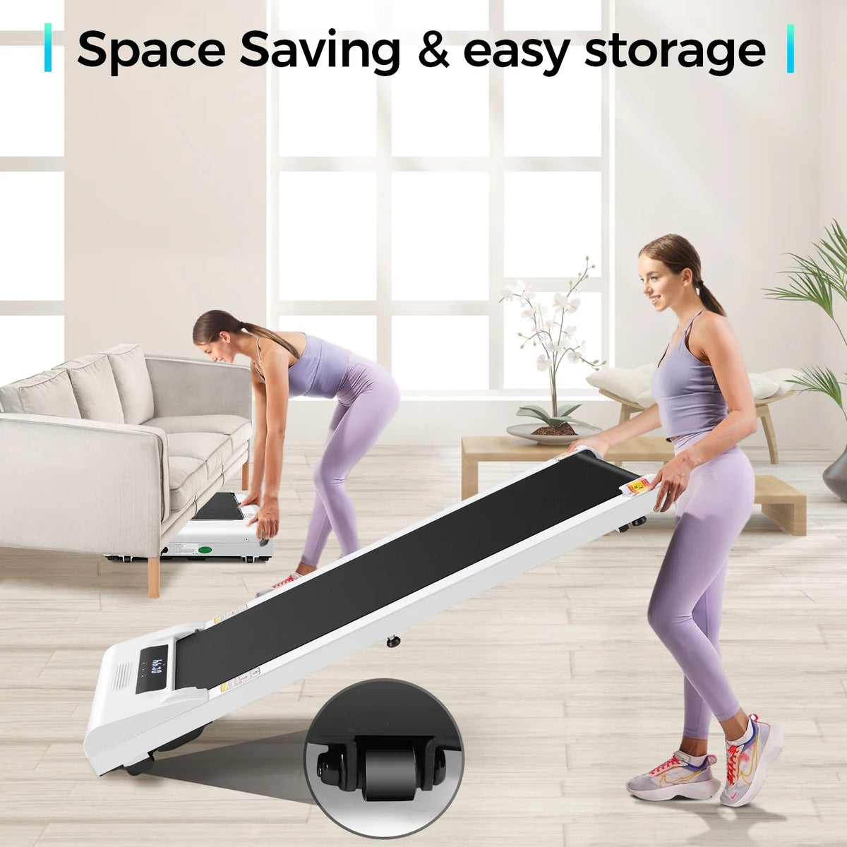 2.5HP Slim Compact Under Desk Treadmill with LED Display and Remote Control K994