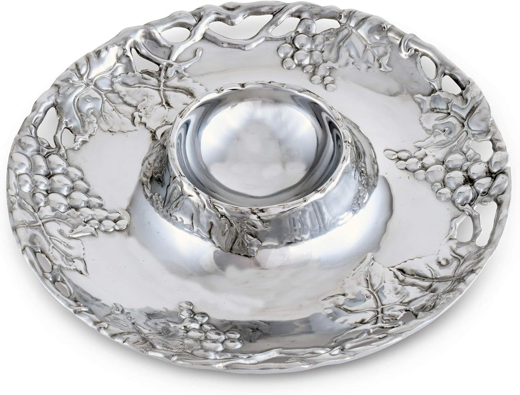 Metal Grape Chip and Dip Platter, 14 inch Diameter I961