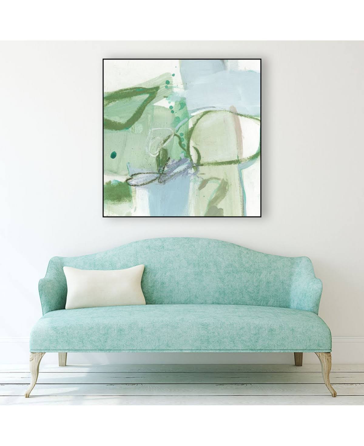 Olive Green Framed Canvas Art Block H312614