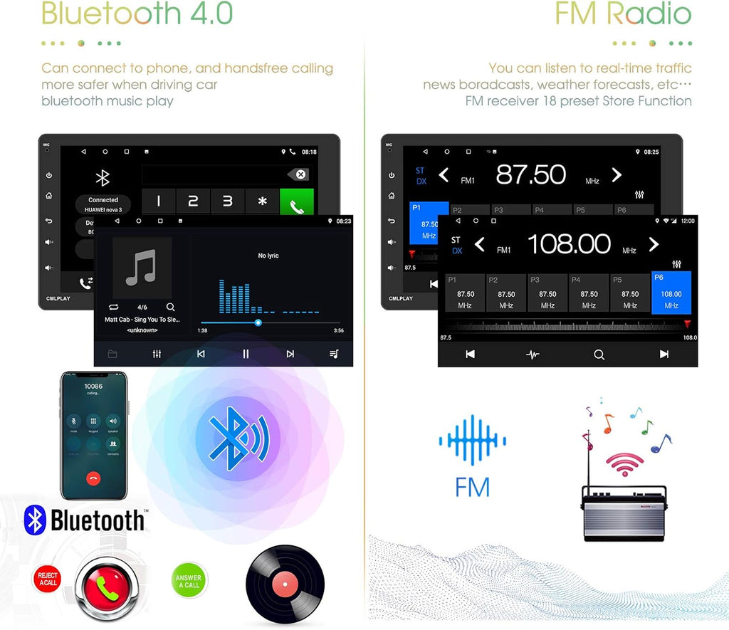 Single Din Car Stereo with 9 Inch Touch Screen and Backup Camera C34629