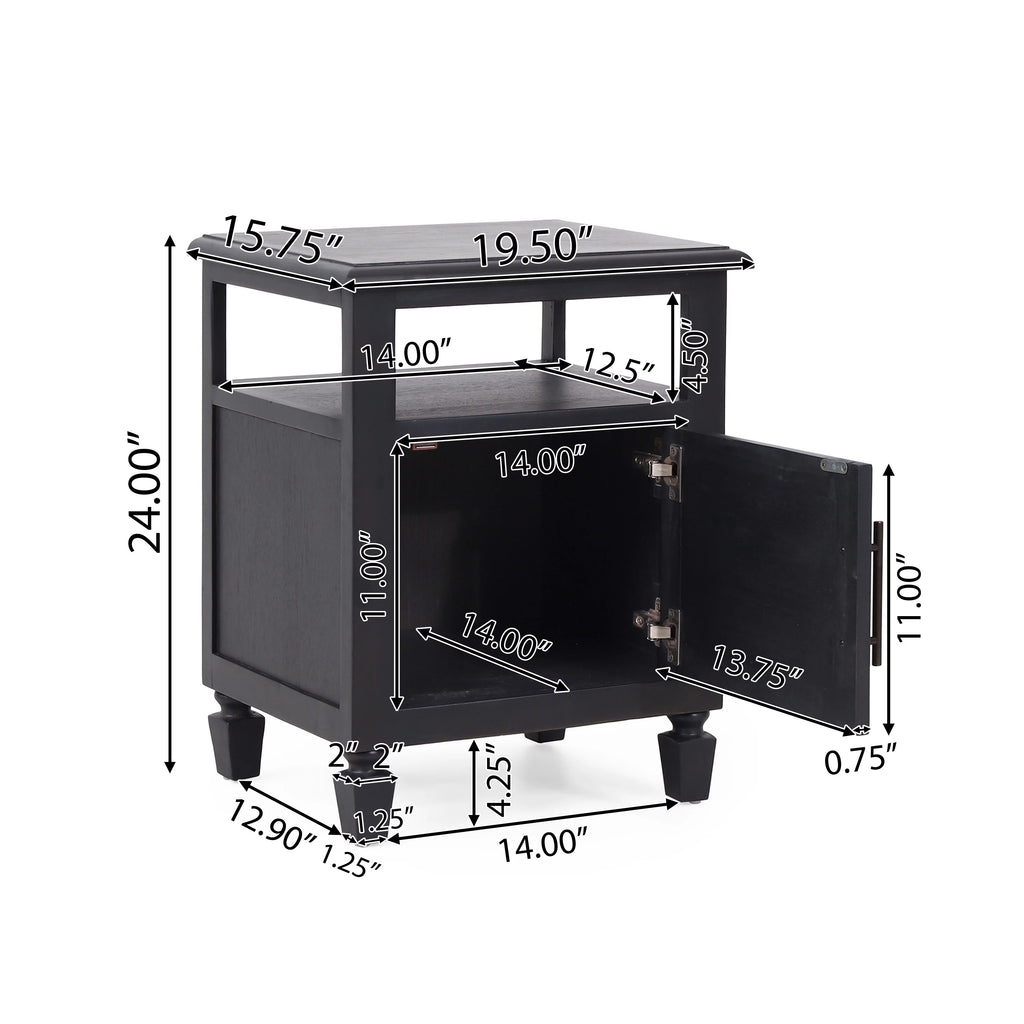 Acacia Wood and Cane Nightstand Z657795