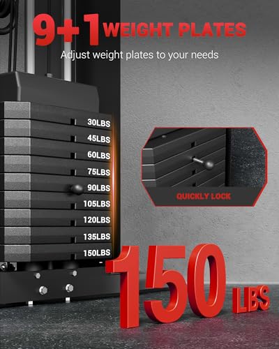 150LBS Weight Stack Multifunctional Home Gym Machine Q771575