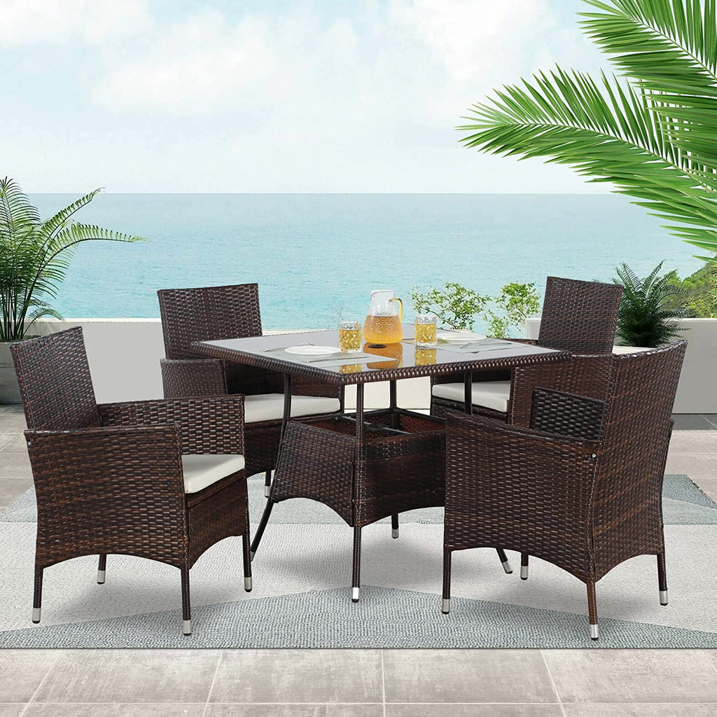 5-Piece Wicker Patio Dining Table Chair Set C257