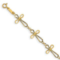14 Karat Yellow Gold Diamond Cut Open Cross Bracelet C854482