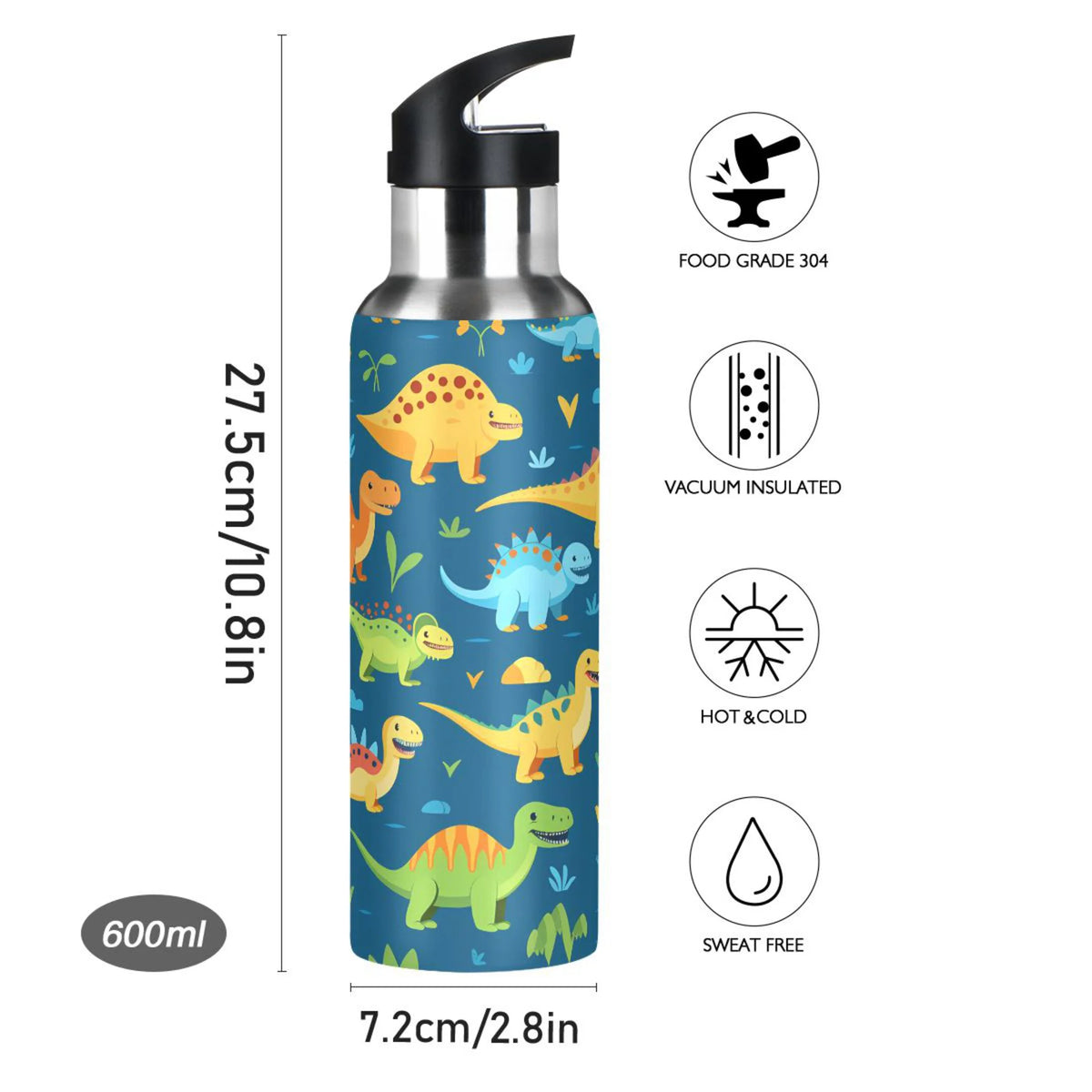 Stainless Steel Insulated Water Bottle with Straw Lid H3863