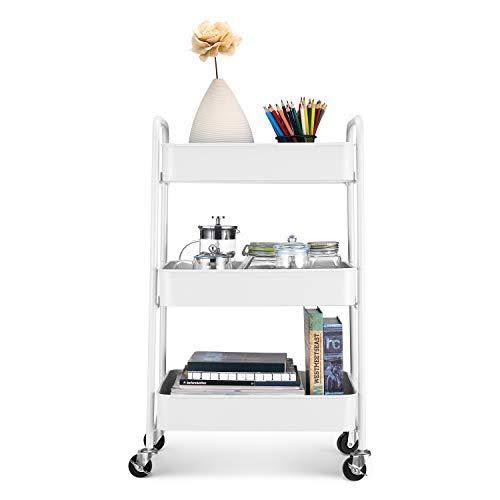 White 3-Tier Rolling Metal Utility Cart Y591