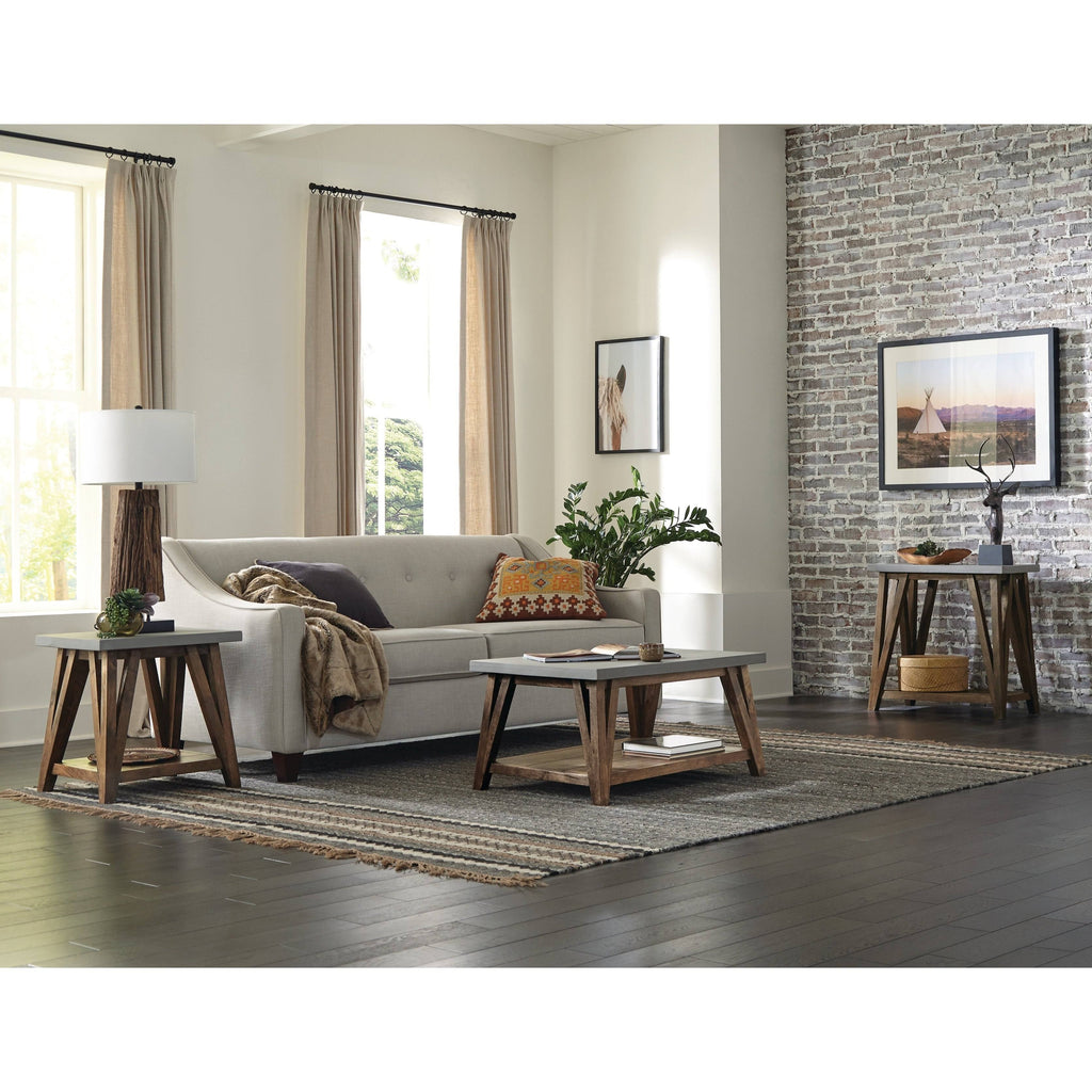 Concrete Coated-Top Wood End Table W226