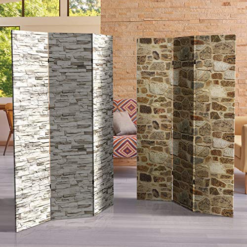 6 ft. Tall Double Sided Black & White Canvas Room Divider 3 Panel Freestanding Folding Privacy Screen A761