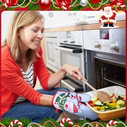 4 Pairs Christmas Oven Mitts Heat Resistant Cooking Gloves X682020