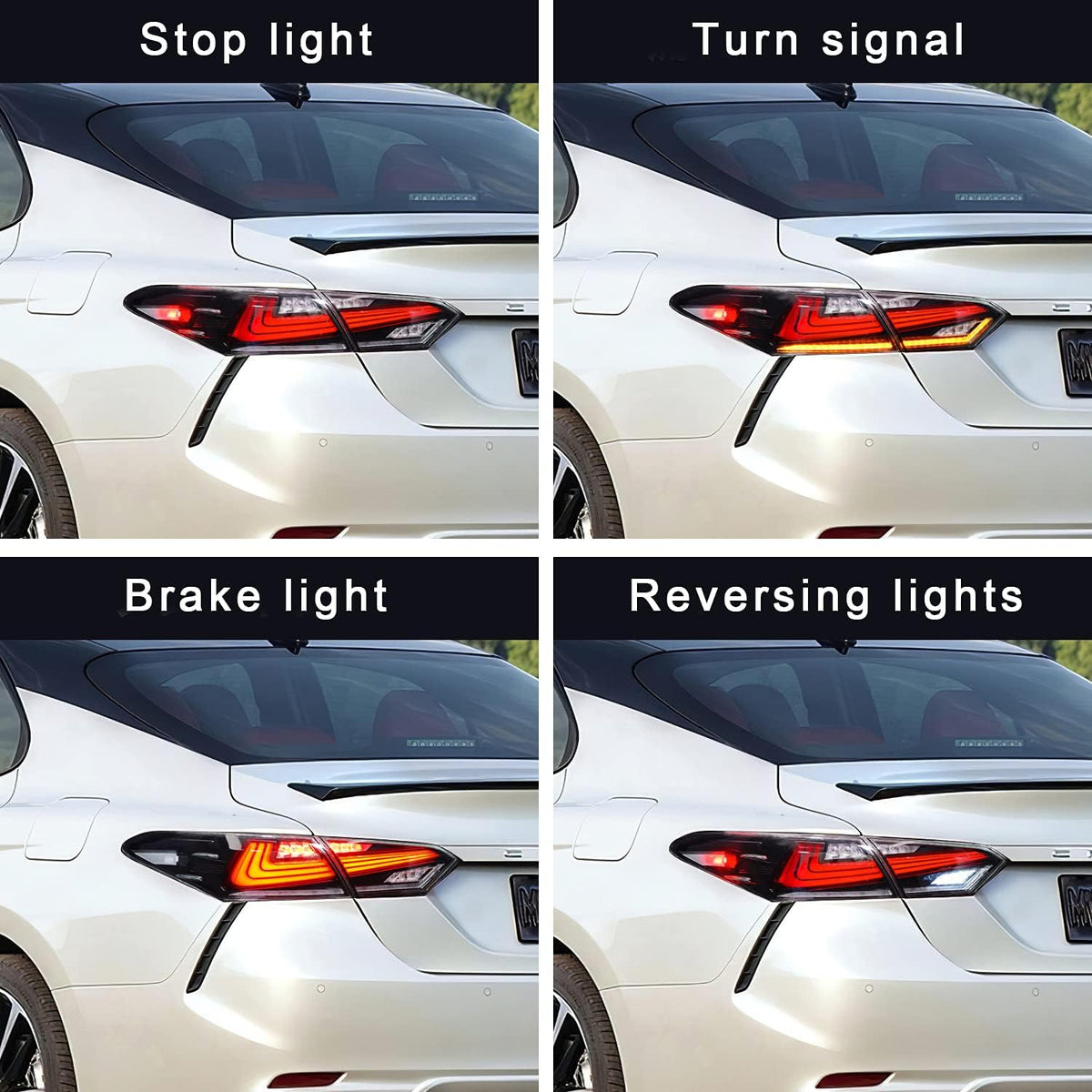 Full LED Tail Lights Assembly for Toyota Camry 2018-2021, Sequential Turn Signal, Transparent, Pair F975346