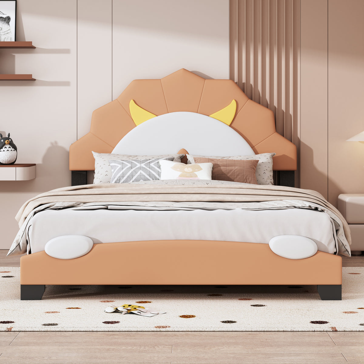 Brown Upholstered Leather Platform Bed N437302
