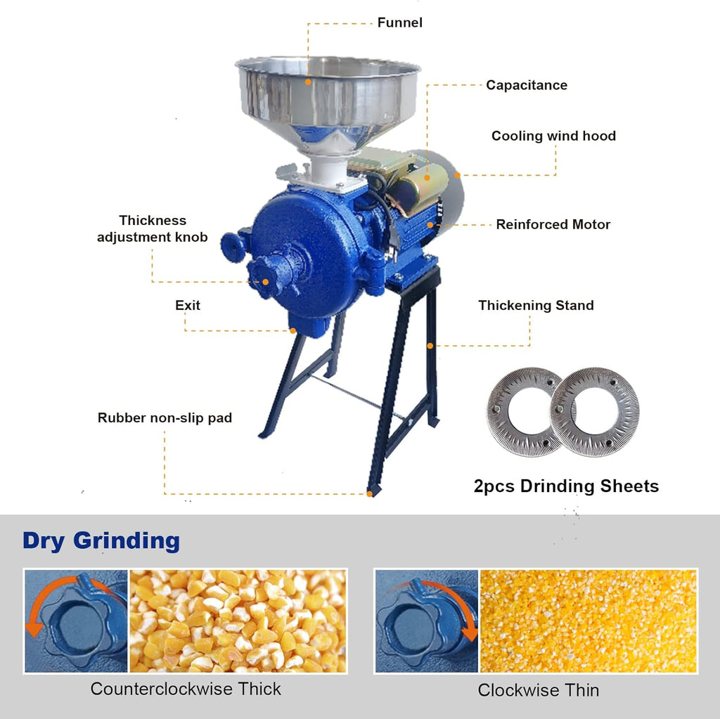 110V 3000W Electric Grain Mill Corn Grinder S839385