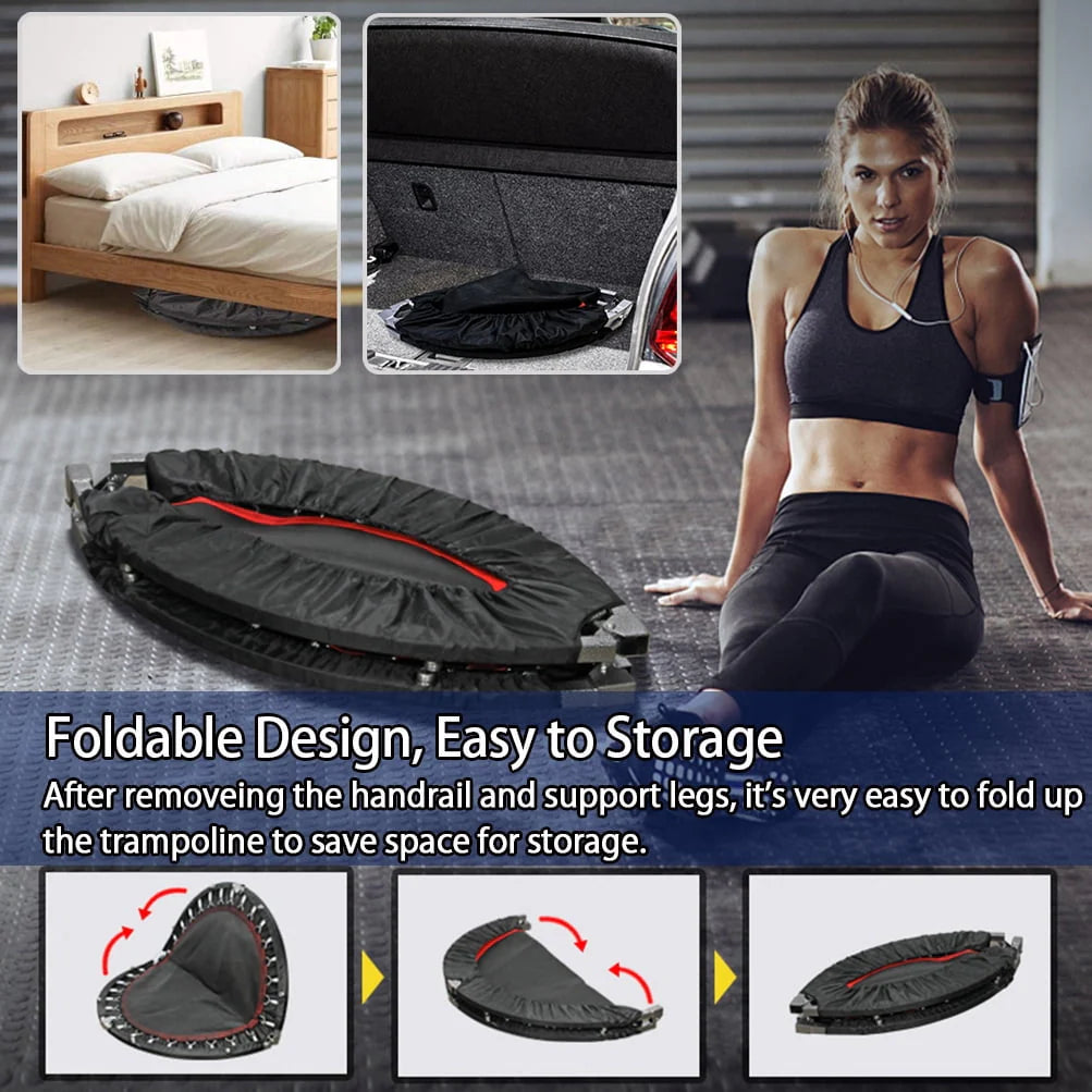 48'' Black Foldable Mini Fitness Trampoline with Handle K546854