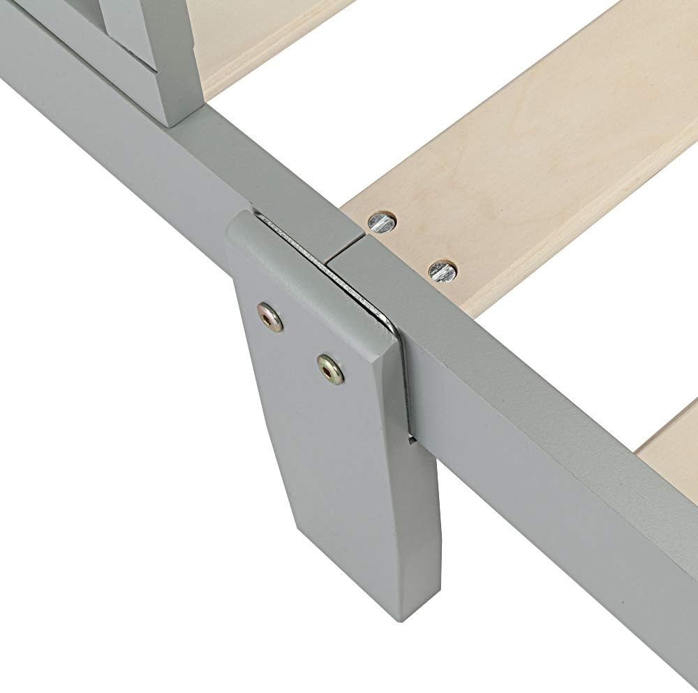 Gray Wooden Toddler Bed with Safety Guardrails S959807