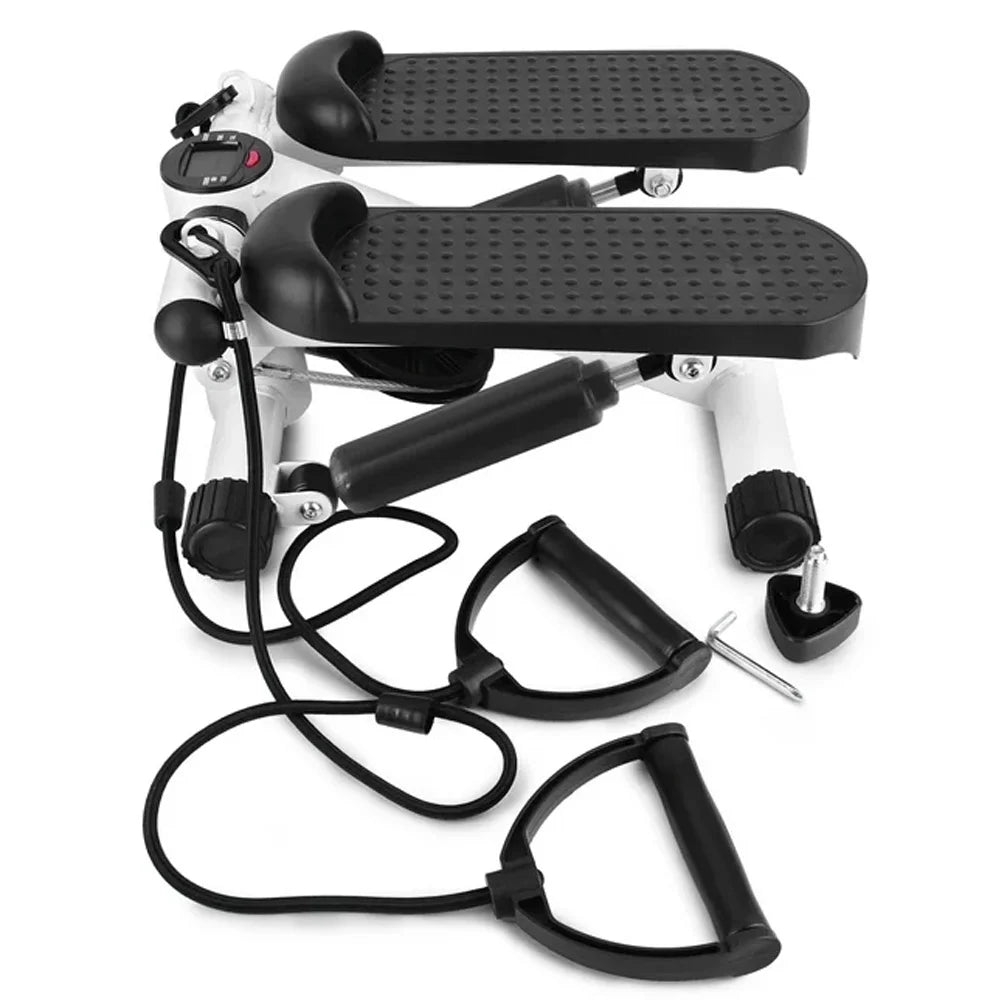 Gray Mini Stepper Air Stair Climber Exercise Machine with Resistance Band K639020