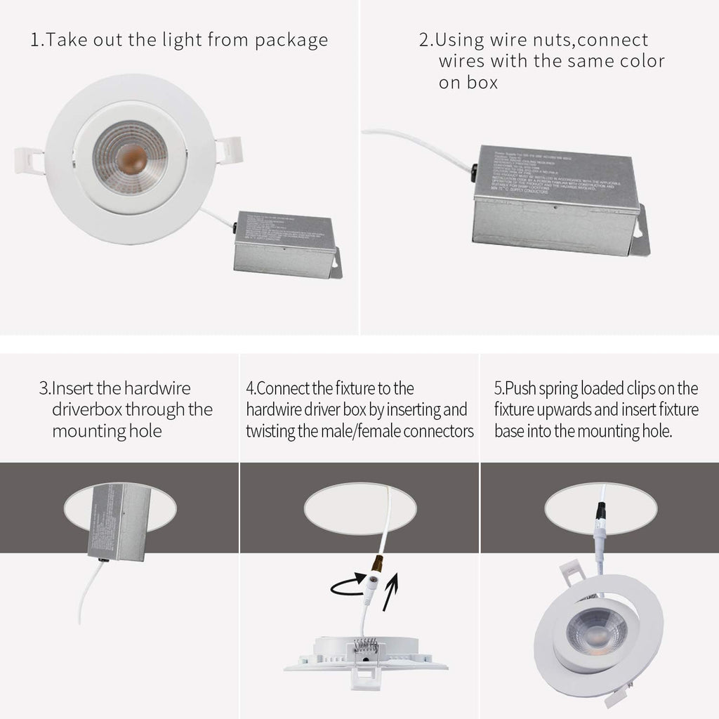 Smart Recessed Lighting 4 inch, Adjustable Eyeball Downlight, 9W, 2 Pack C5907