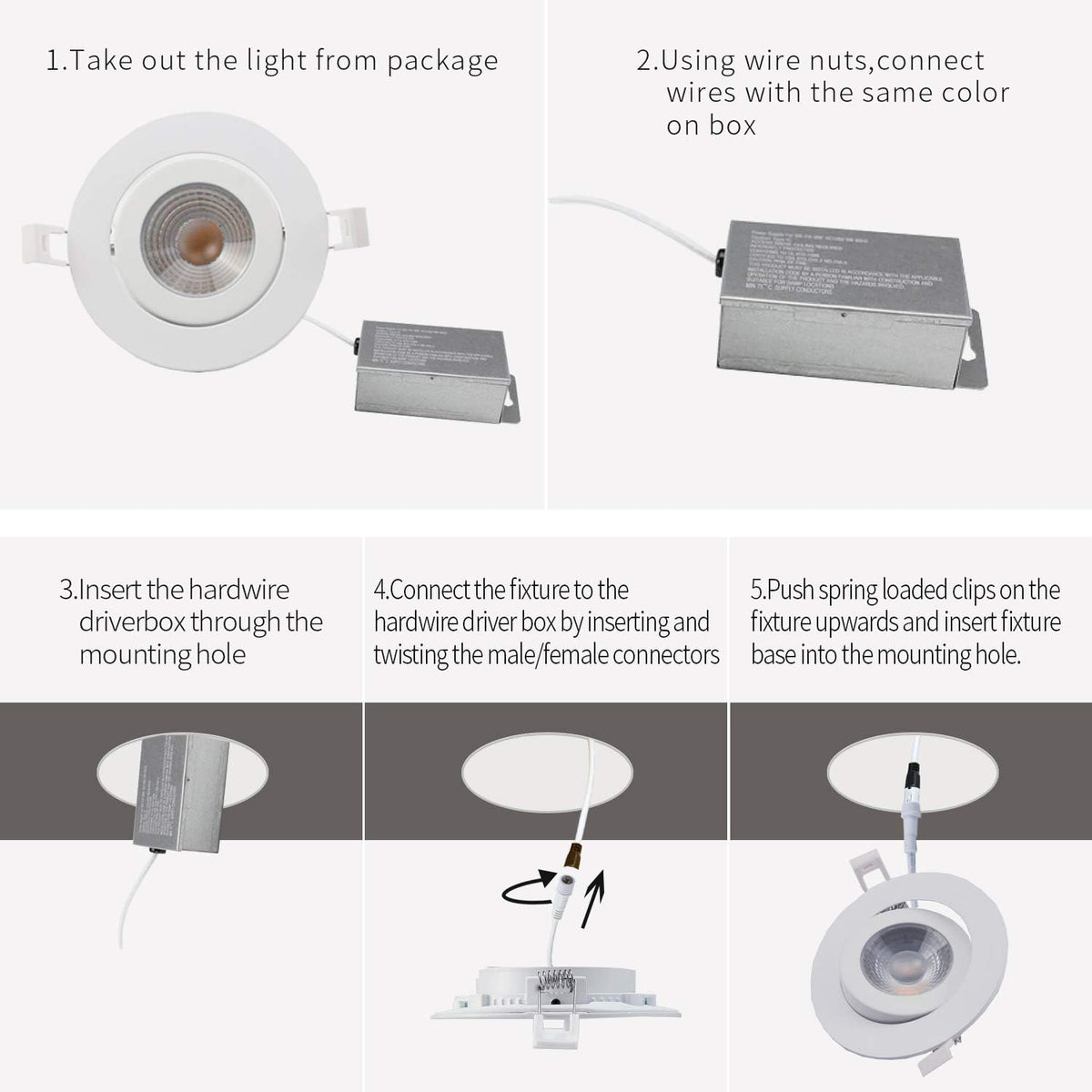 Smart Recessed Lighting 4 inch, Adjustable Eyeball Downlight, 9W, 2 Pack C5907
