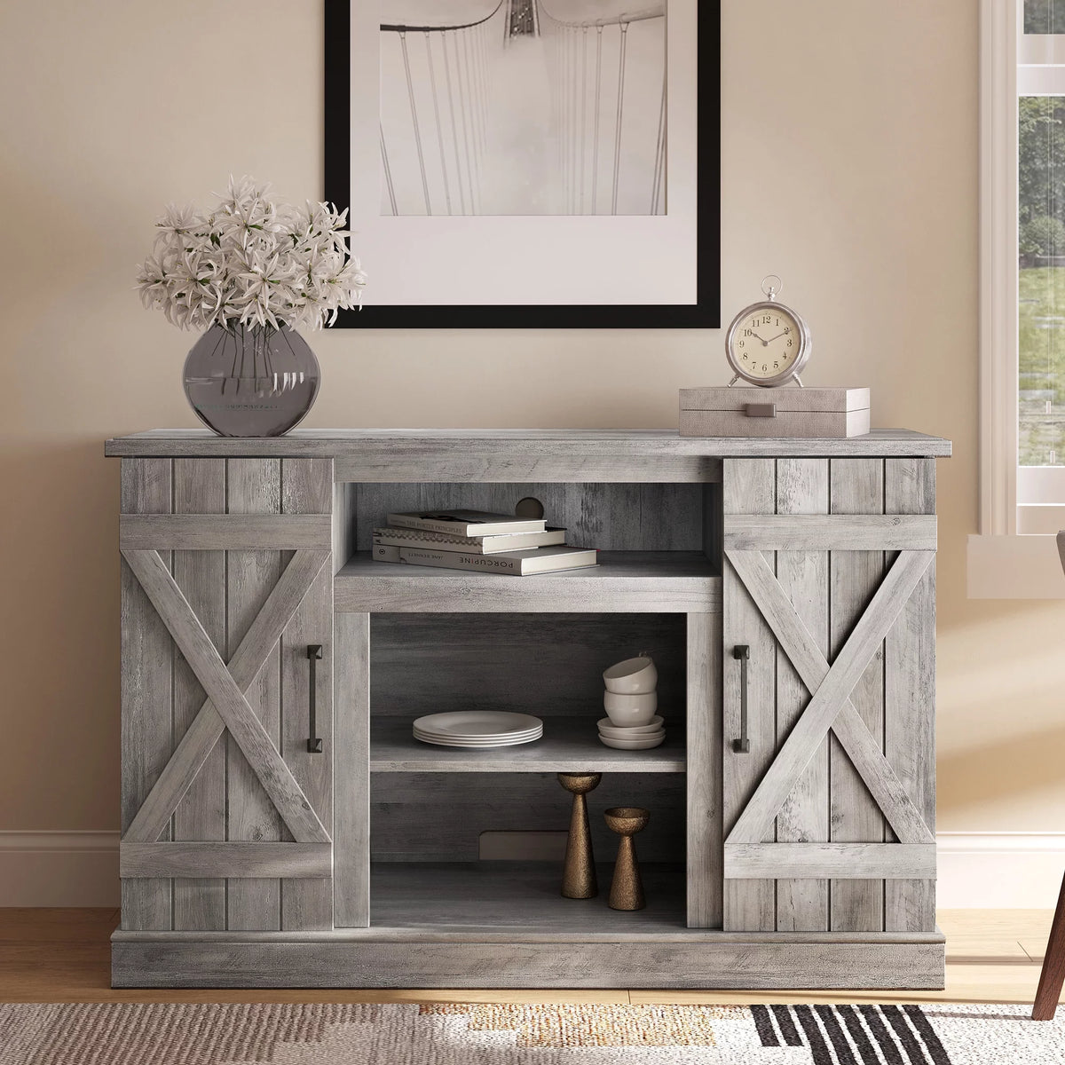 Gray Wash TV Stand Media Entertainment Center M5520