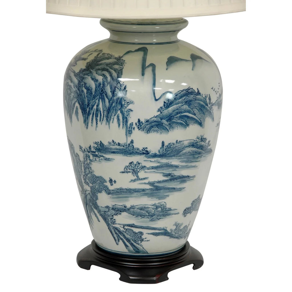 Blue and White Chinese Landscape Lamp D488