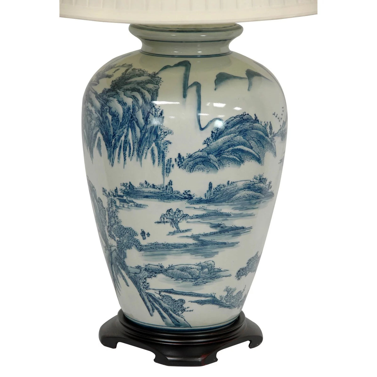 Blue and White Chinese Landscape Lamp D488