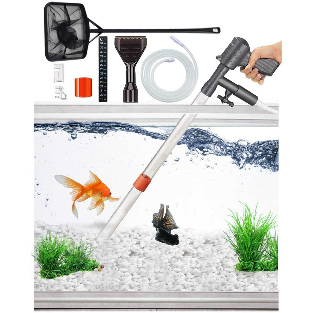 Aquarium Gravel Cleaner Vacuum with Thermometers Fish Net Kit V85123