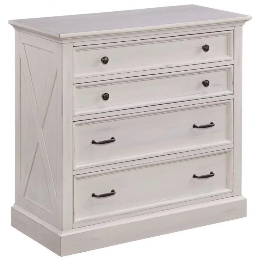 White 4 Drawer Wooden Chest S90658