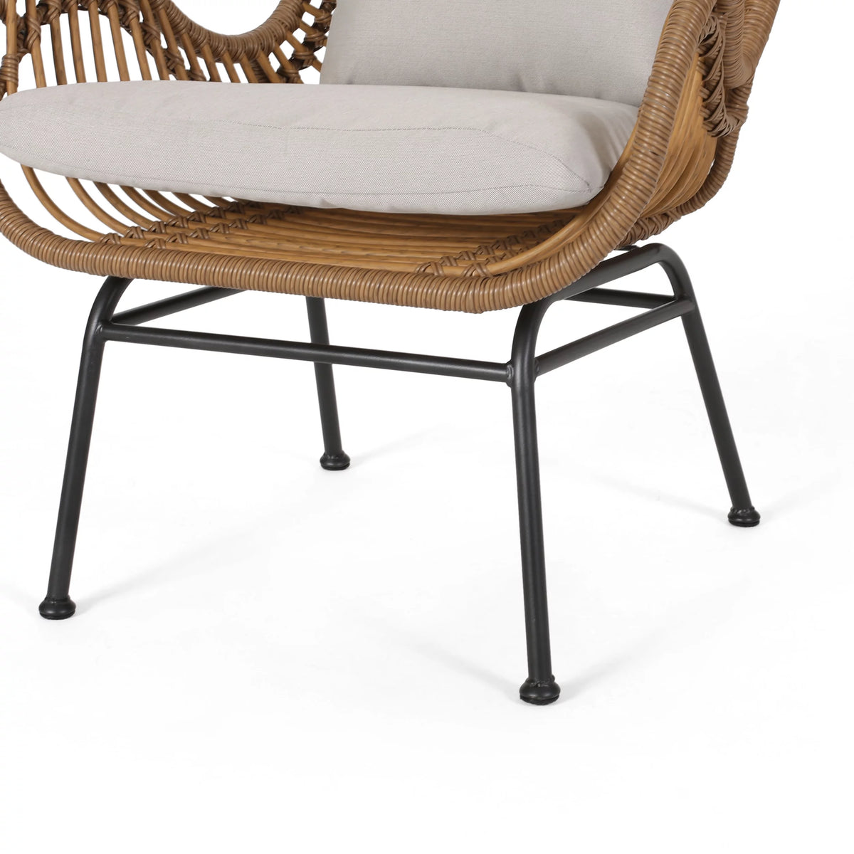 Light Brown and Beige Wicker Club Chairs with Cushions, Set of 2 P492565