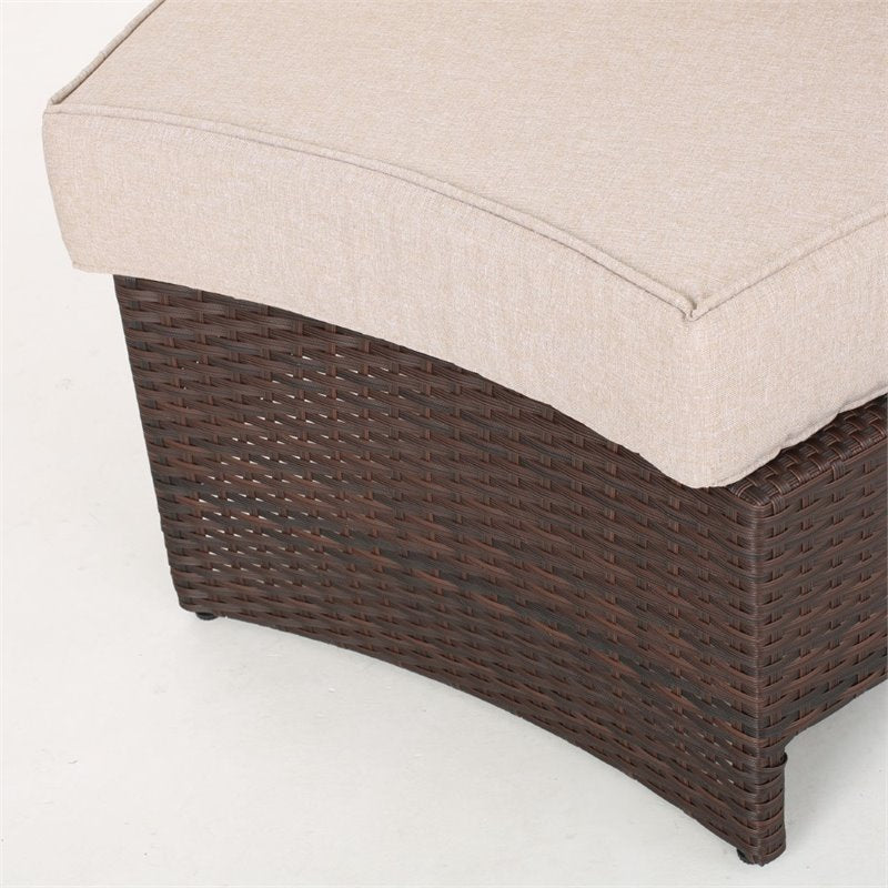 5 Piece Outdoor Wicker Sectional Sofa Set in Beige S859