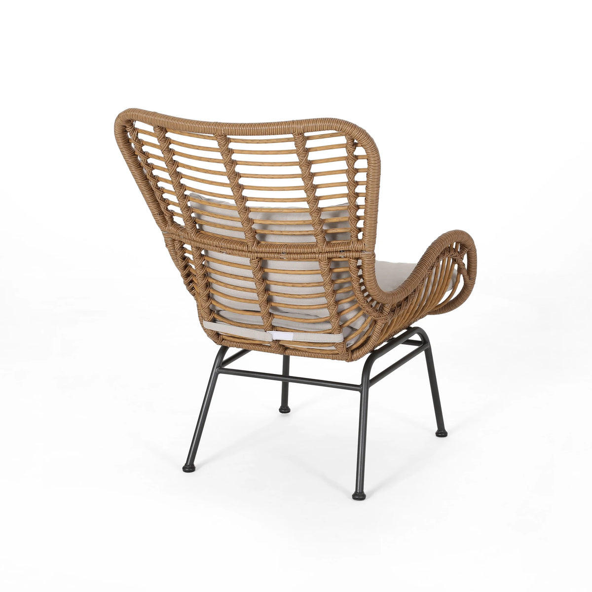 Light Brown and Beige Wicker Club Chairs with Cushions, Set of 2 P492565