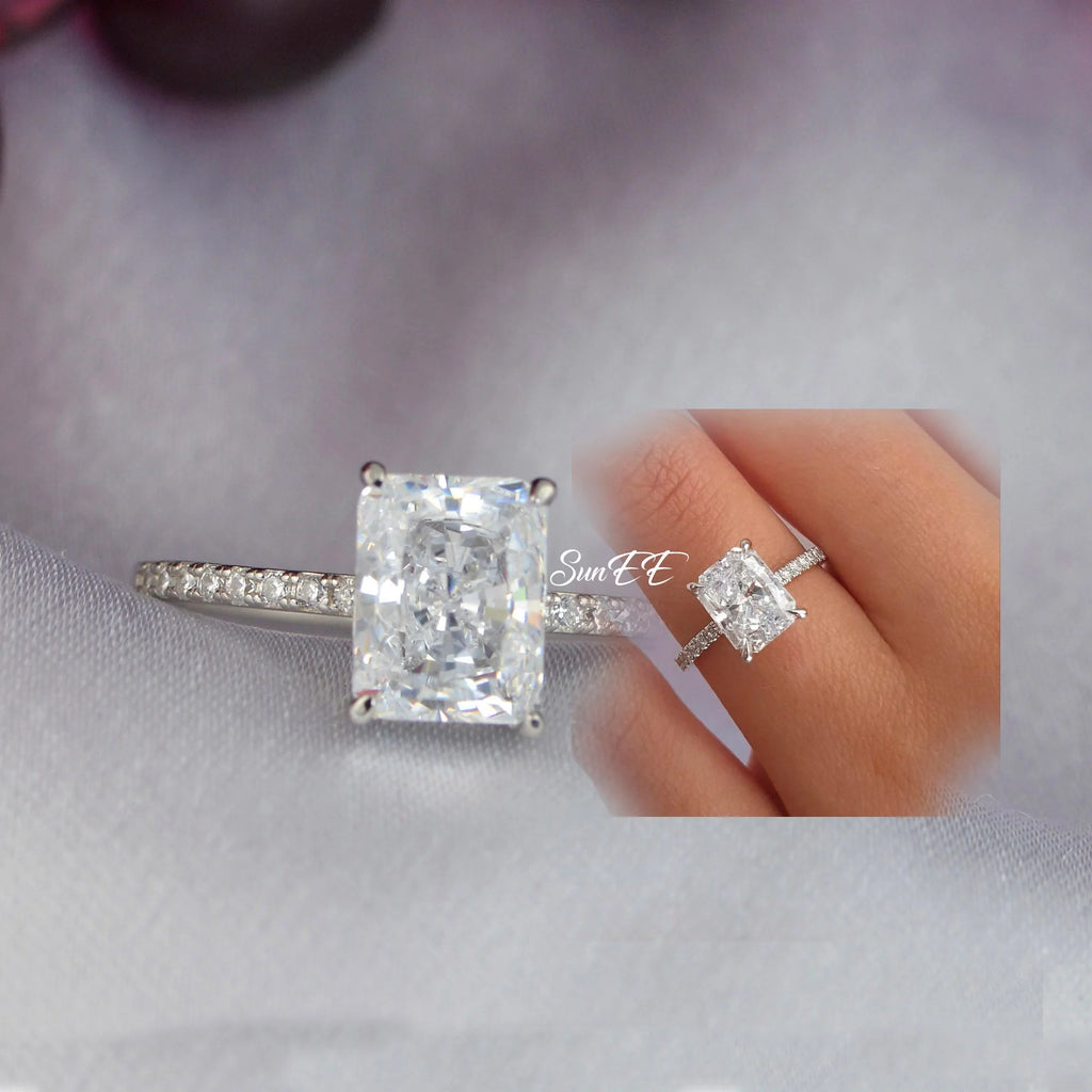 Radiant Cut Engagement Ring 925 Sterling Silver D477162
