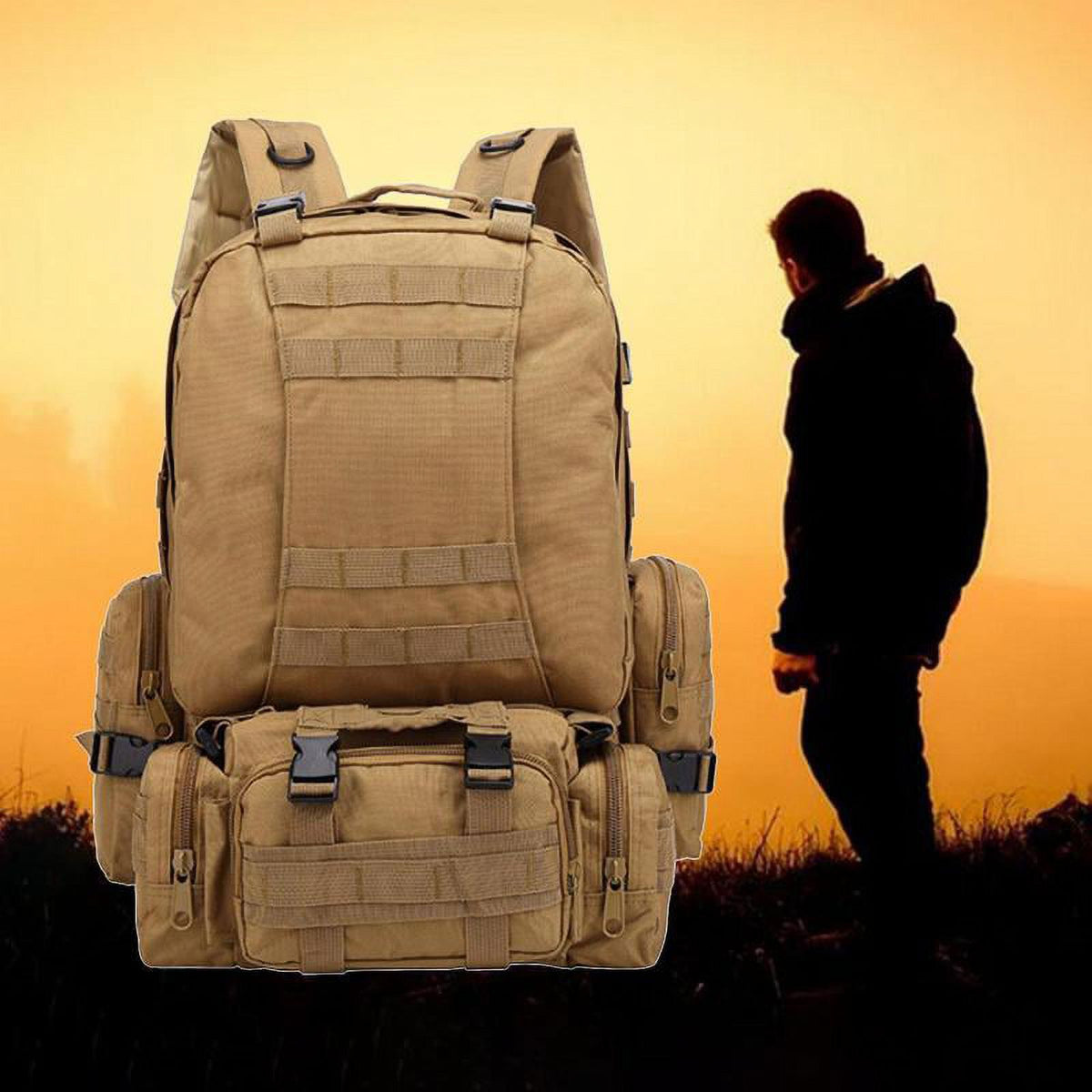 Khaki 55L Travel Backpack U681221
