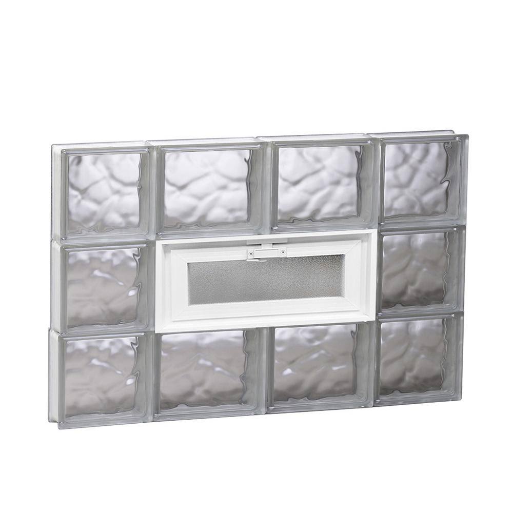 Wavy Pattern Frameless Replacement Glass Block Window 28-in x 18-in M513534