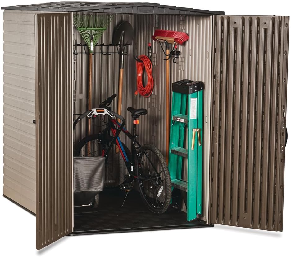 Large Vertical Resin Outdoor Storage Shed (5 x 6 Ft), Brown Z5396