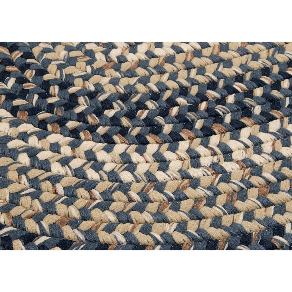 6' x 9' Navy Blue Beige Oval Area Rug V151
