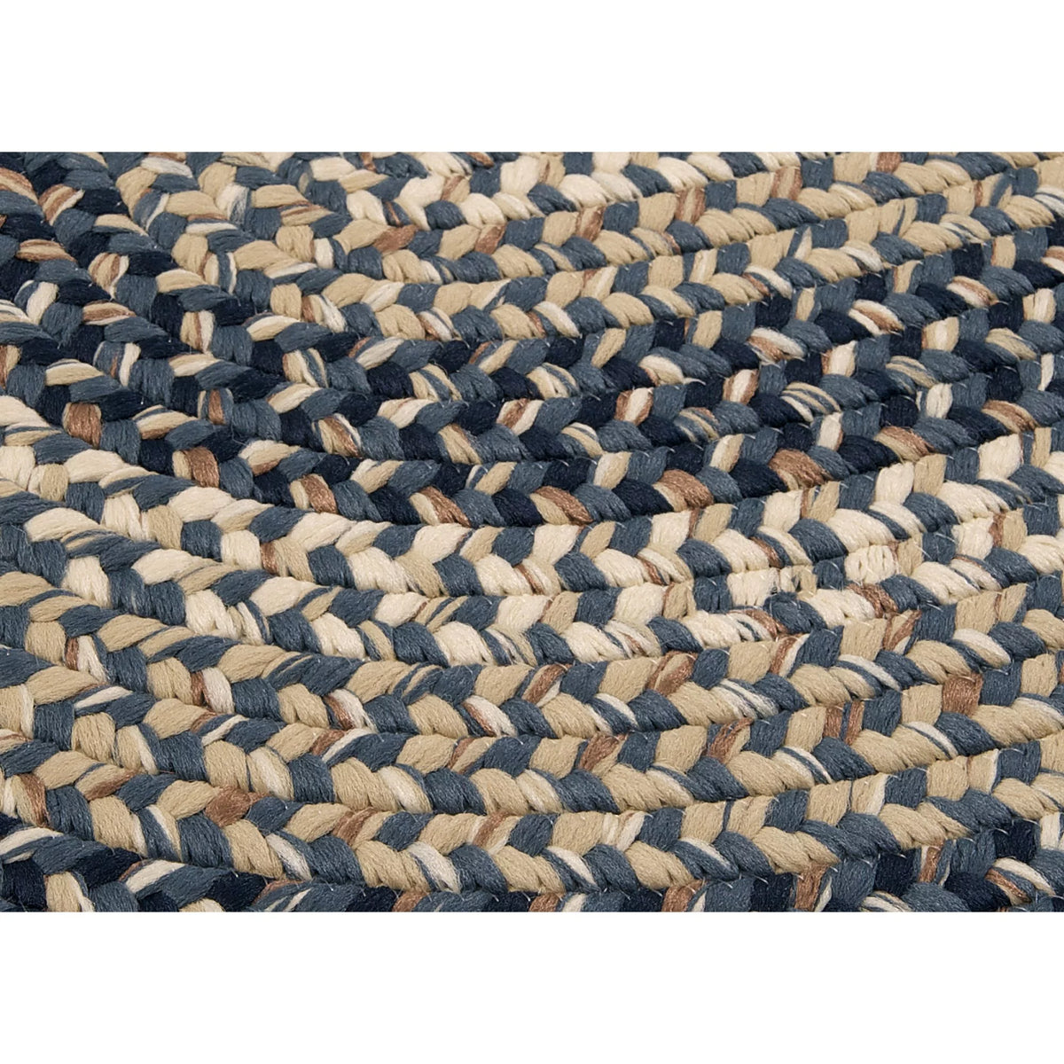 6' x 9' Navy Blue Beige Oval Area Rug V151