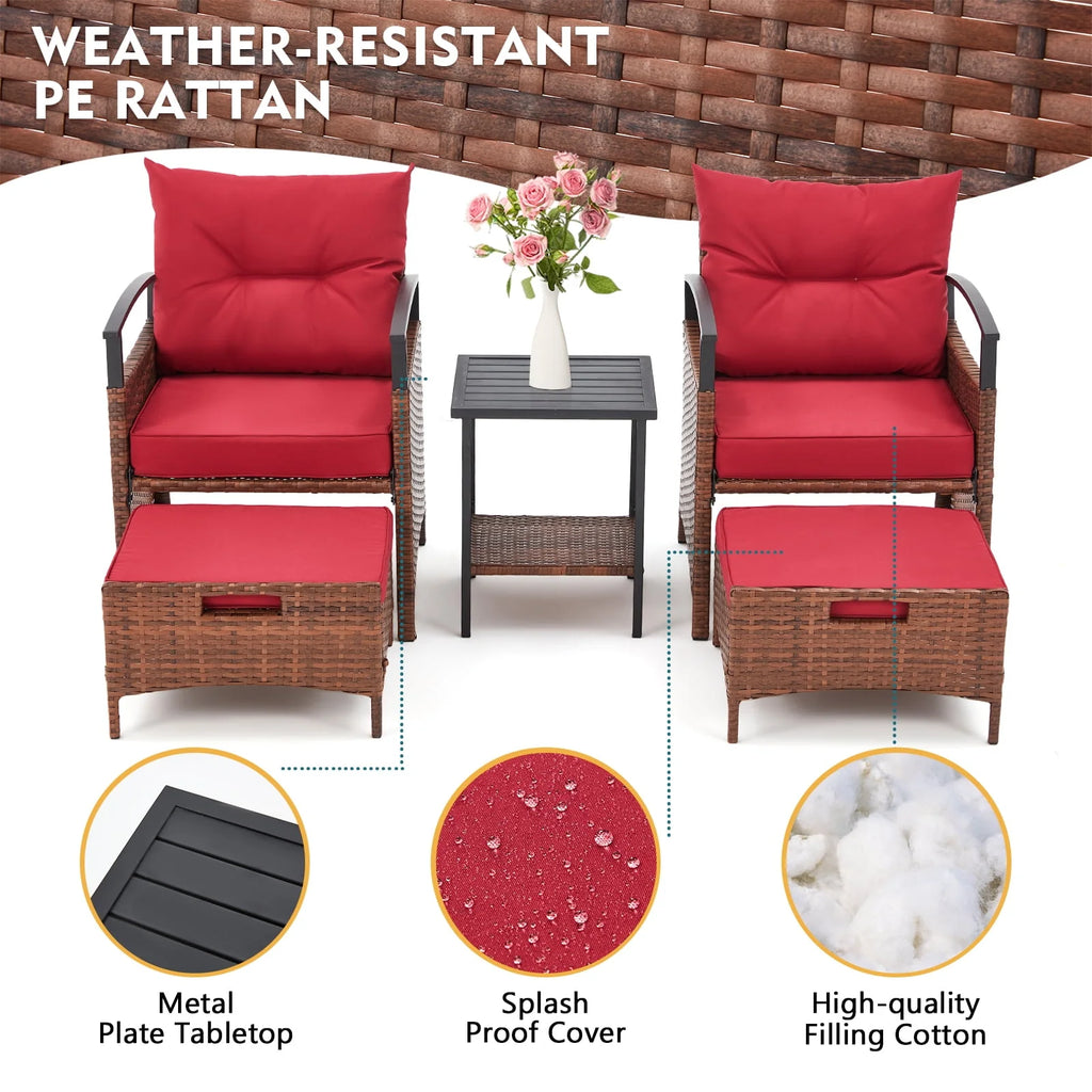 5 Pcs Outdoor Rattan Wicker Furniture Set L1879
