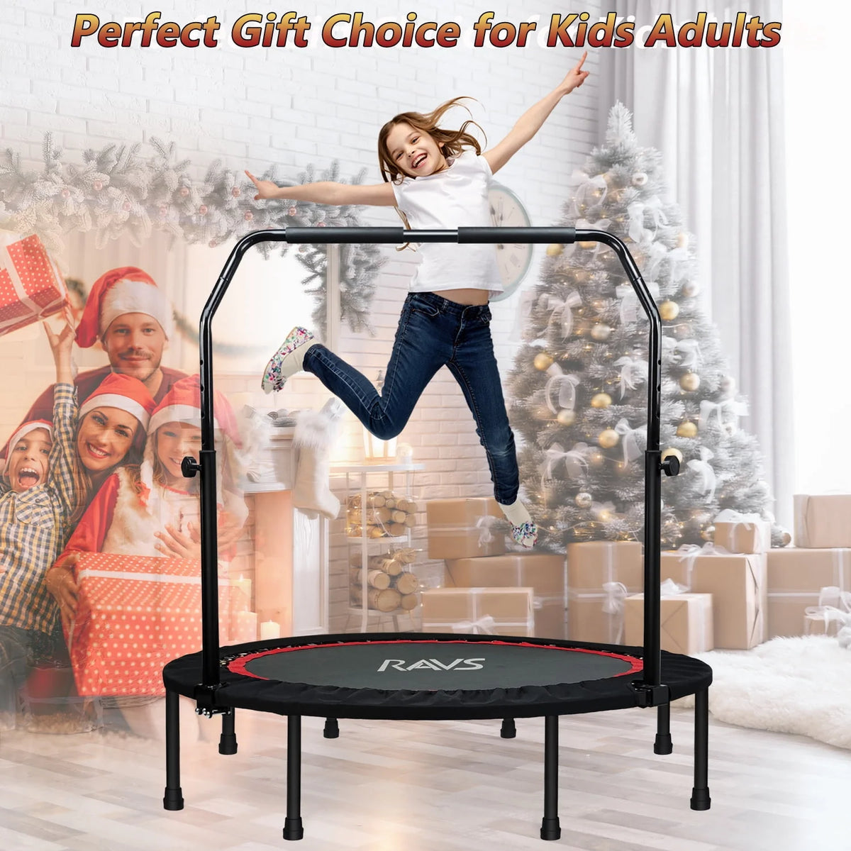 48'' Black Foldable Mini Fitness Trampoline with Handle K546854