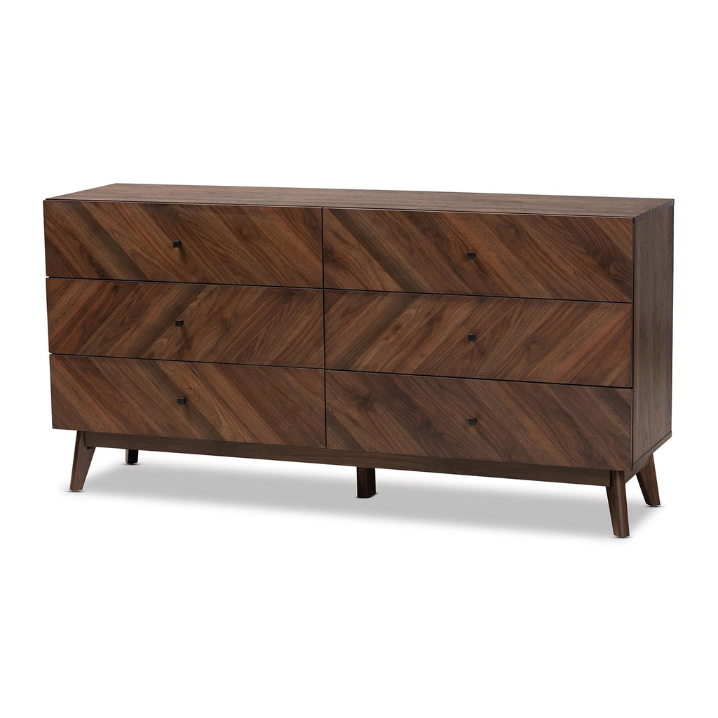 Walnut Brown 6-Drawer Wood Dresser G285