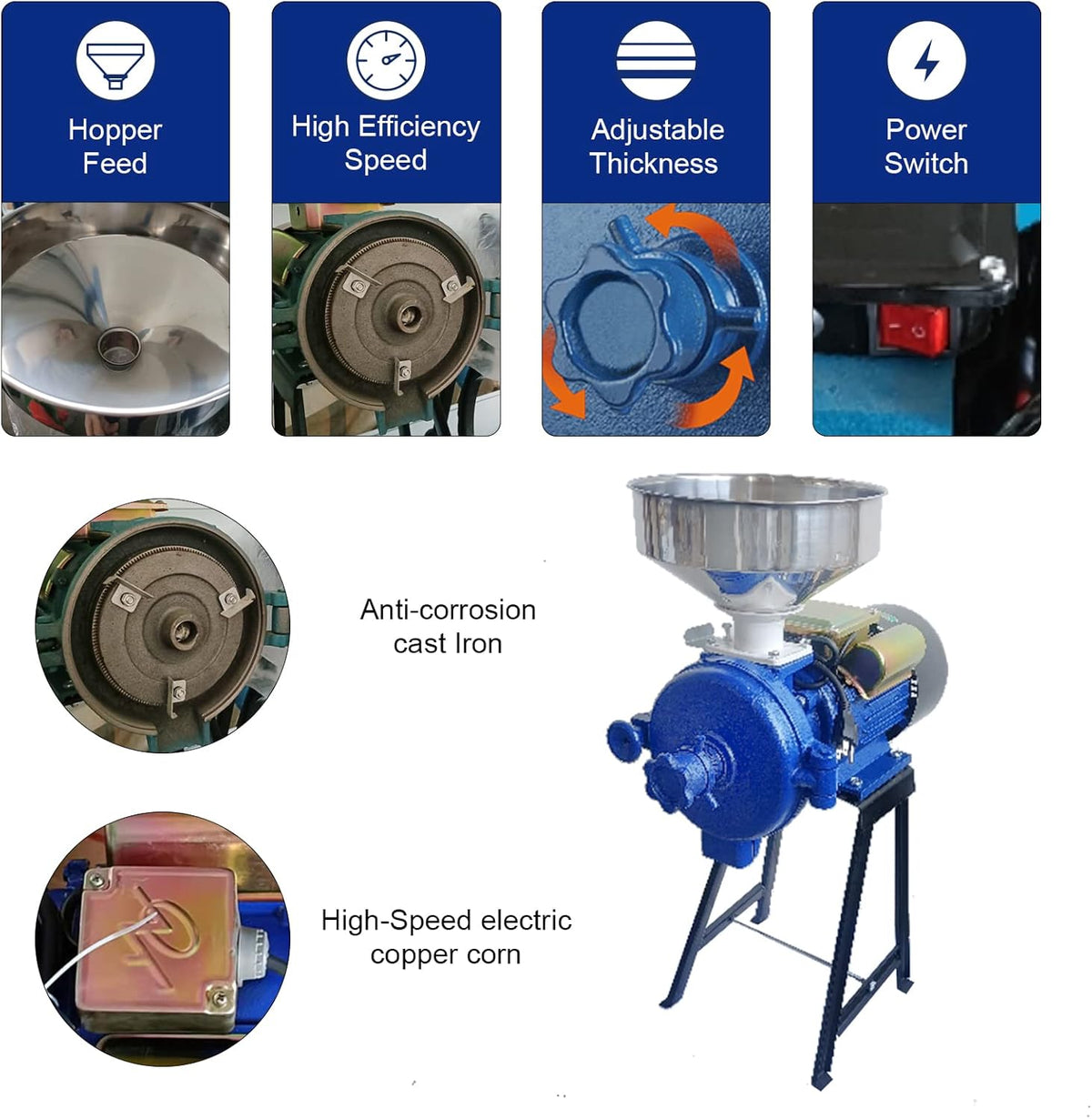 110V 3000W Electric Grain Mill Corn Grinder S839385