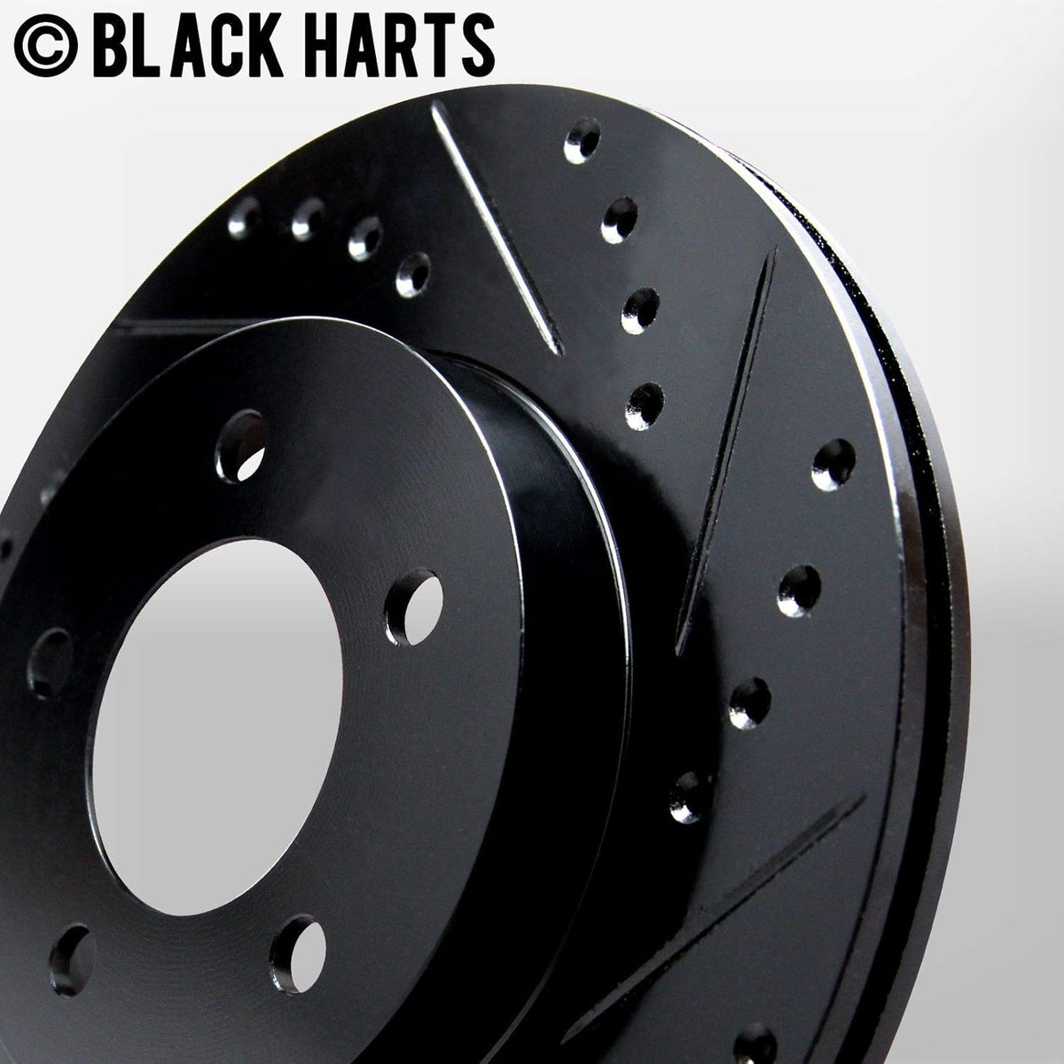 Front Brake Rotors Black Drilled Slotted Heavy Duty Pads H209897