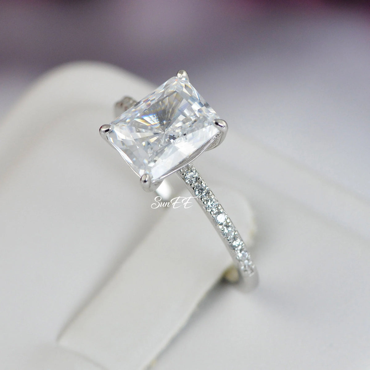 Radiant Cut Engagement Ring 925 Sterling Silver D477162